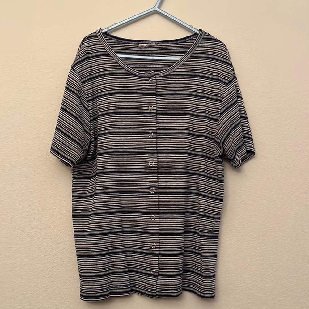 Button down striped shirt.